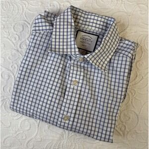 Charles Tyrwhitt Mens Slim Fit Blue White Check Non-Iron Dress Shirt 16.5/35‎